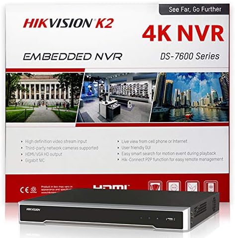 Hikvision IP Kamera Sistemi Kiti, Hikvision NVR 4 K 16CH DS-7616NI-K2/16 P PoE ile 6 TB Sabit Disk + 8 x Hikvision Kamera 4MP