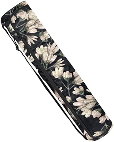 Unisex Yoga Mat Çanta, egzersiz Yoga Mat Taşıyıcı Ayarlanabilir Omuz Askısı ile Suluboya Tavşan Bunny Beyaz Çiçekler, 6. 7x33.