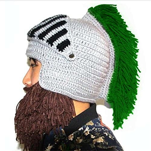 BİBİTİME Cosplay Roma Şövalye Örme Kask ıle Sakal Püskül Şapka Vizör Bere Kapak Kış Kayak Spor ısıtıcı Kap