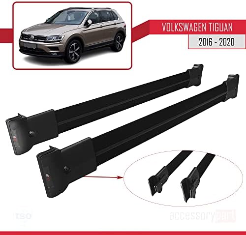 accessorypart Çapraz Bar Volkswagen Tiguan -2020 ıçin Çatı Raflar Araba Üst Bagaj Taşıyıcı Rayları Siyah