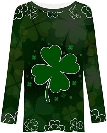 Tunik Tops Kadınlar ıçin Giymek ıle Tayt Rahat Shamrock St Patricks Günü Gömlek Grafik Tees Uzun Kollu Crewneck Bluz