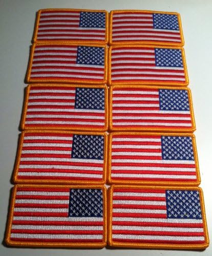 10 Amerika Birleşik Devletleri Bayrağı Sol Biker Demir on Patch Amerikan ABD Amblem Altın Sınır