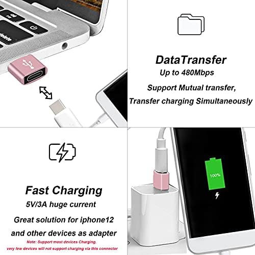 TACOMEGE USB C Adaptörü, USB C Dişi USB A Erkek Kablosu, iPhone 12 Şarj Cihazı, Kablo ve Diğer Cihazlar için OTG Adaptör (Pembe