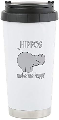 CafePress Hippo Mutlu Paslanmaz Çelik Seyahat Kupa Paslanmaz Çelik Seyahat Kupa, Yalıtımlı 16 oz. Kahve Bardağı