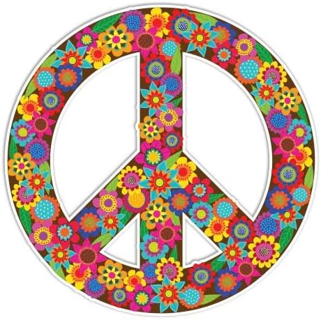 Barış Burcu Sticker Çiçekler Renkli Hippi Çıkartması Megan J Tasarımlar tarafından-Dizüstü Pencere Araba Vinil Sticker