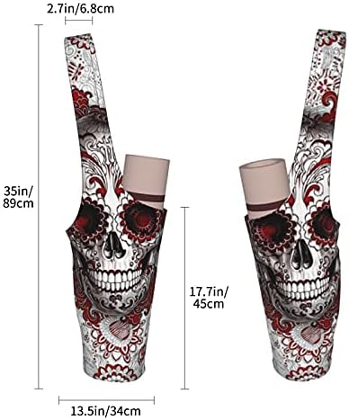 Yoga Mat Çantası Yoga Mat Çiçek Kafatası Güller ile Cadılar Bayramı İskelet Korkunç Korku Ölüm Ölü Ürpertici Kemikleri Taşıma