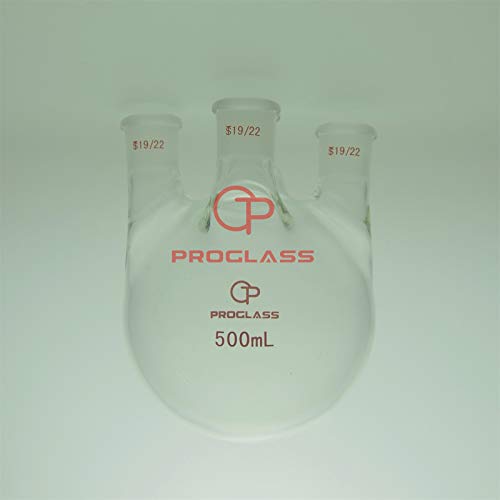 Proglass Düz 4 Boyunlu Yuvarlak tabanlı bir şişeye 500mL, Tüm 19/22 Jonits