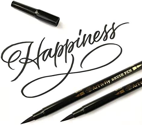 Yazı Kaligrafi Kalemi için Art-n-Fly Çift Uçlu Siyah Fırça Kalemleri. Çizim için ince ve Büyük Siyah Fırça İşaretleyici