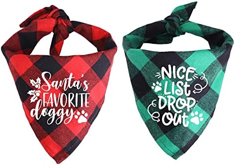 2 Paket Noel Köpek Bandanalar Tatil Klasik Ekose Köpek Atkılar Komik Üçgen Önlükler Set Sevimli Noel Dekorasyon Pet Kostüm