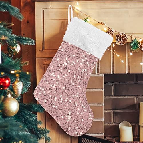 Pembe Doku Noel Çorap, 17.7 İnç Büyük Noel Stocking Şömine Asılı Çorap Aile Hediyeler için Dekor-1 Paket