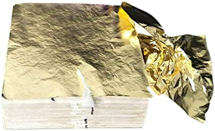 HARIKA - 100Pcs Sanat Zanaat Yaldız Folyo Kağıtları 14x14 cm İmitasyon Altın Şerit Bakır Tasarım Kağıt Yaprak Yapraklar SheetsCraft