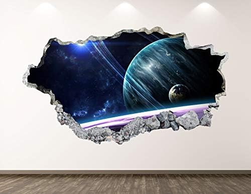 Batı Dağ Gezegenler Duvar Çıkartması Sanat Dekor 3D Smashed Outer Space Sticker Poster Çocuk Odası Duvar Özel Hediye BL199
