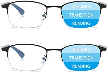 MMOWW Ilerici Multifokal okuma gözlüğü Mavi ışık Engelleme Erkekler Kadınlar için Yarım Çerçeve Siyah Bilgisayar Okuyucular