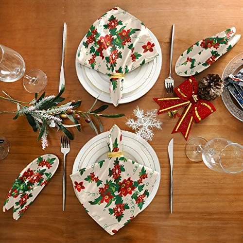 CaTaKu Merry Christmas Peçete 6 Set, noel Çiçek Yaprak Peçeteler Masa Yemeği Peçete Öğle Yemeği Kokteyl Peçeteler üzerinde