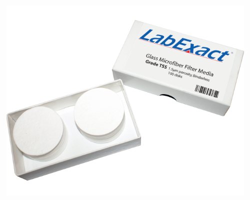 LabExact 1200141 Sınıf TSS Cam Mikrofiber Filtre, Bağlayıcısız Borosilikat Cam, 1,5 µm, 2,5 cm (100'lü Paket)