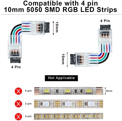 20 Parça L Şekli 4-Pin LED Konnektörler Şerit ışıklar için Led Konnektörler 10mm ışık Şeridi Bağlayıcı lehimsiz Adaptör Terminali