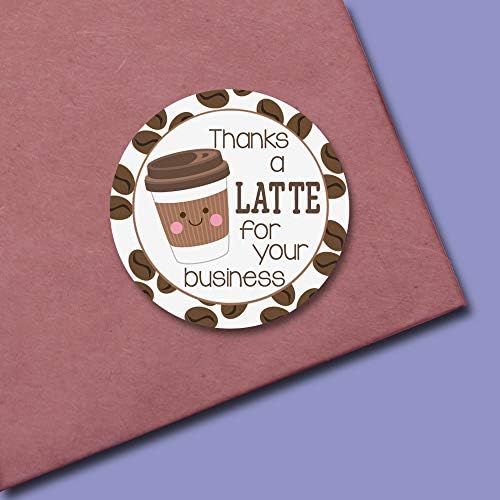 Teşekkürler Bir Latte Kahve Temalı Teşekkür Ederim Küçük İşletmeler için Müşteri Takdir Etiket Etiketleri, AmandaCreation tarafından