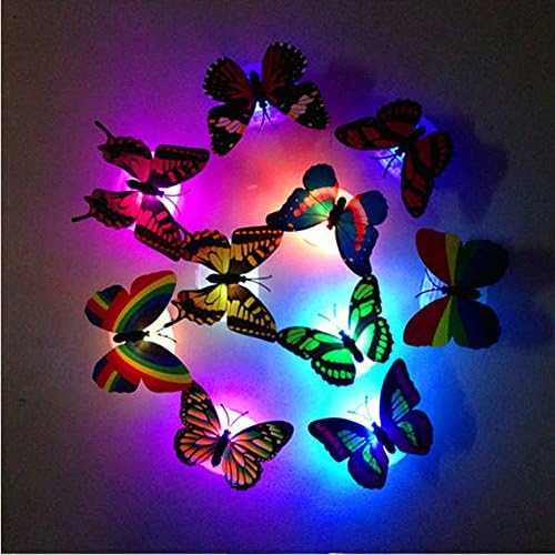 Yowein Led kelebekler dekorasyon gece lambası 3D Kelebekler Sticker duvar ışık için Bahçe,köy,çim,parti, şenlikli Optik Fiber