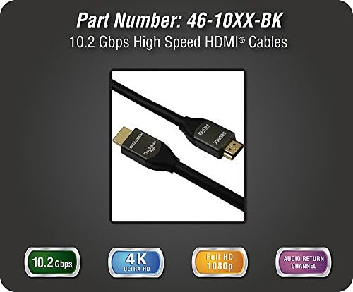 VERİ İletişim Elektroniği 46-1009-BK 9-feet 10.2 Gbps Yüksek Hızlı HDMI Kablosu, 4K, Ultra HD Hazır