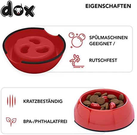 DDOXX Yavaş Besleyici Köpek Kase, Kaymaz, Melamin / Birçok Renk ve Boyutları / Küçük, Orta ve Büyük Köpekler için / Anti-Gulp