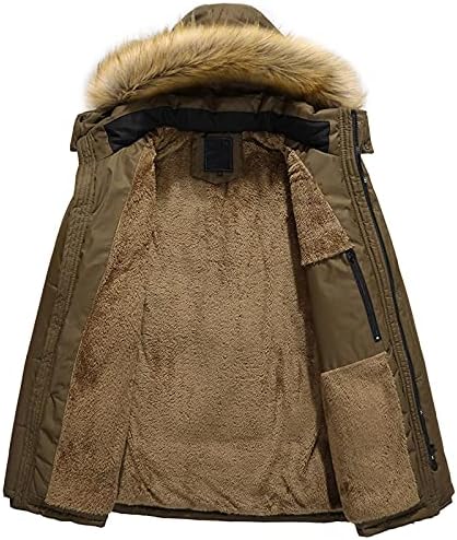 Erkekler Ceket Kış Sıcak Kalınlaşmak Dış Giyim-Fermuar Rahat Pamuk Mont Kürk Hoodie Palto Orta Uzunlukta Polar Astarlı Rüzgarlık