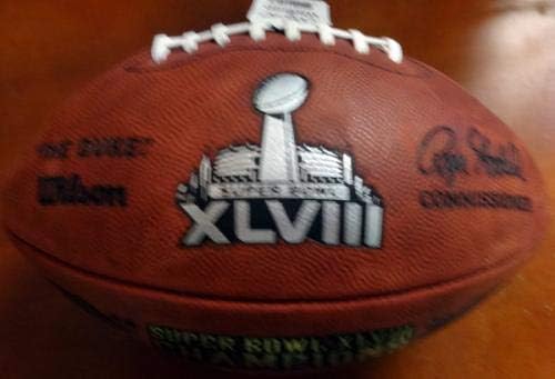 Russell Wilson İmzalı Sınırlı Sayıda Super Bowl Deri Futbol Seattle Seahawks RW Holo Stok 85992-İmzalı Futbol Topları
