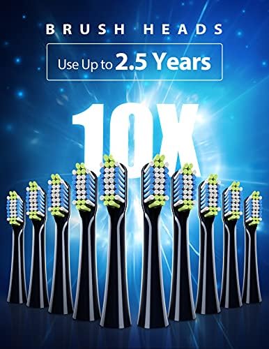 Yetişkinler ve Çocuklar için elektrikli Diş Fırçası ile 10 Dupont Fırça Kafaları, 40000vpm, 3 Modları, 2 Saat Şarj için 35