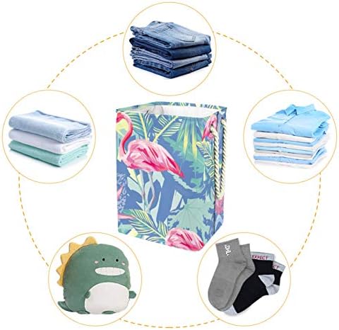 Inhomer Çamaşır Sepeti Tropikal Flamingo Palmiye Yaprakları Orman Katlanabilir çamaşır sepetleri Firma çamaşır kutusu giysi