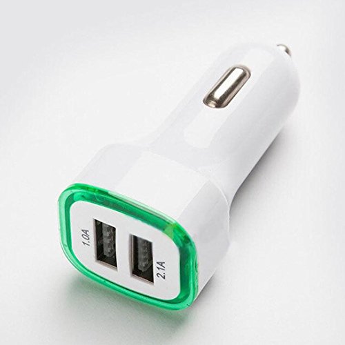 iPhone/Samsung / HTC için Tuscom @ 2.1 A LED USB Çift 2 Bağlantı Noktalı Adaptör Soketi Araç Şarj Cihazı (Yeşil)
