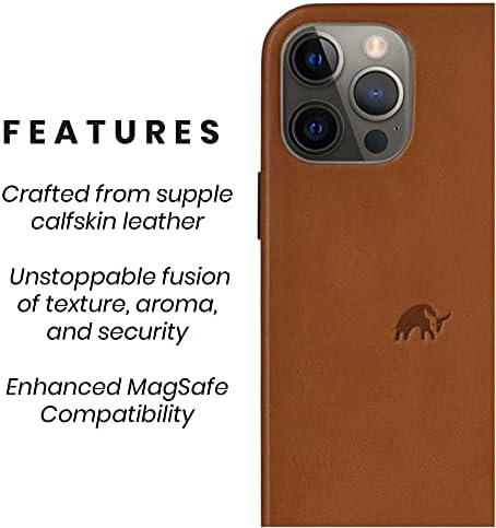 Bullstrap Premium Deri Telefon Kılıfı Apple iPhone 12 Mini ve MagSafe Şarj Cihazı ile Uyumlu, Sienna Brown