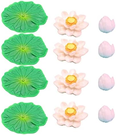 POPETPOP 12 pcs Yapay Yüzen Lotus çiçekleri Su Zambak Pedleri Akvaryum balık Tankı Dekorasyon Terraryumlar için Minyatür Peri