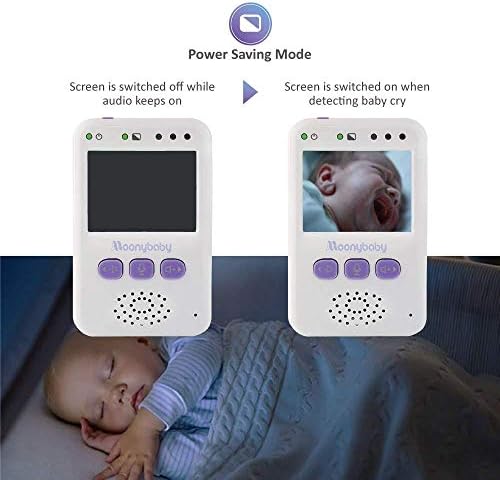 MoonyBaby Taşınabilir Bebek Monitörü WiFi Yok, 12 Saat Uzun Pil Ömrü, 960ft Uzun Menzilli, Otomatik Gece Görüşü, 2 Yönlü Ses,