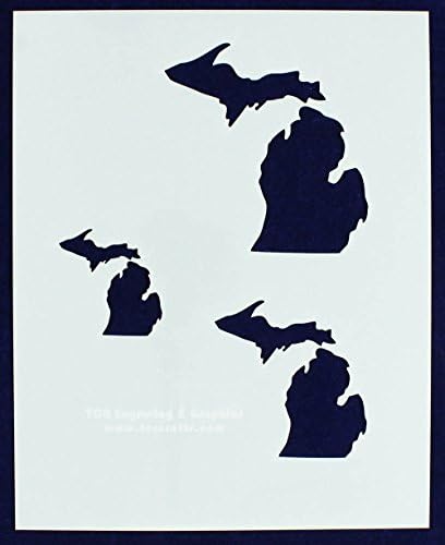 Michigan Eyaleti Şablonlar-2 inç, 3 inç ve 4 İnç Görüntüler - 8 inç x 10 inç Sayfa