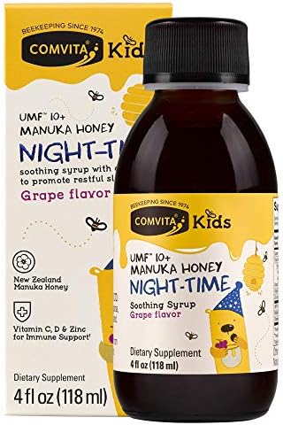 Comvita Çocuklar Yatıştırıcı Manuka Balı Çocuklar için Yatıştırıcı Şurup, Gece Vakti, Sertifikalı UMF 10 + Manuka Balı, GDO'suz,
