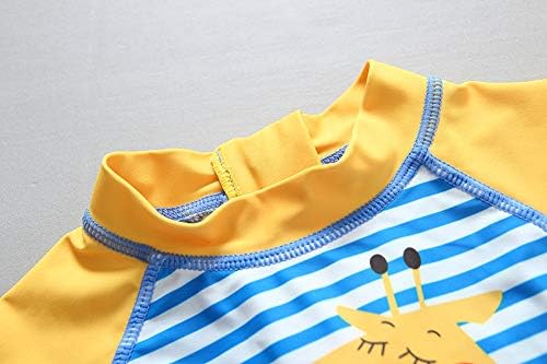 AMMENGBEİ Toddler Bebek Erkek Kız Mayo Tek Parça Çocuklar Fermuar Mayo Şapka Döküntü Guard sörf kıyafeti UPF 50 + 1-7 Yıl