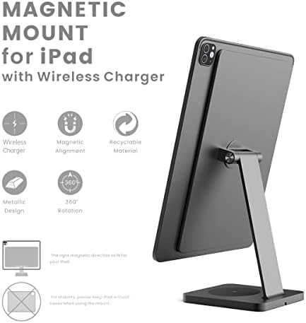Manyetik iPad Kablosuz Şarj ile Dönebilen Tablet Standı Danışma Tutucu Apple iPad için Standı Pro 12.9-inç 3rd / 4th / 5th