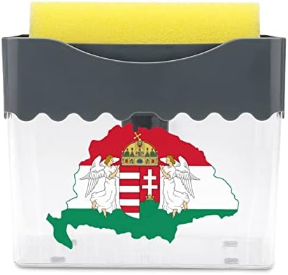 Macaristan krallığı Bayrağı Harita bulaşık sabunluk Yıkama Sıvı Pompası ile Sünger Tutucu Temizleme Araçları saklama kutusu
