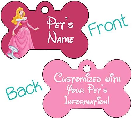 uDesignUSA Prenses Çift Taraflı Pet Kımlık Etiketi Köpekler ve Kediler için 4 Satır Metin ile Kişiselleştirilmiş