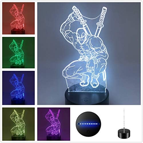 DowBier 3D Illusion Çok Renkler USB Uyku Gece ışık Masa Lambası Odası Dekorasyon (Ölü Havuz)