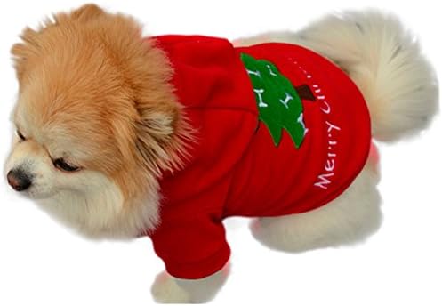 ıEFiEL Küçük Cins Evcil Köpekler Kediler Noel Ağacı Polar Sıcak Hoodie Tatil Kostüm Fantezi Kıyafet