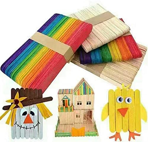 50 adet/paket Çocuklar Için Renkli Doğal Ahşap Popsicle Sticks El Zanaat Çocuk DIY Dondurma Kalıp Sopa Mutfak Aksesuarları