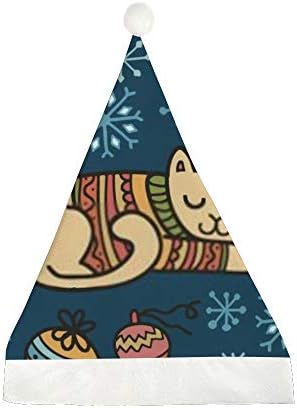GORYJ Noel Şapka Kısa Peluş Sevimli Noel Kedi Yumuşak Rahat Santa Şapka Tatil Parti Elbise için Uygun 19.7x13. 8 inç
