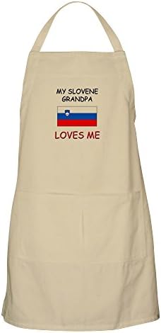 CafePress Sloven Büyükbabam Beni Seviyor Cepli Barbekü Mutfak Önlüğü, Izgara Önlüğü, Pişirme Önlüğü