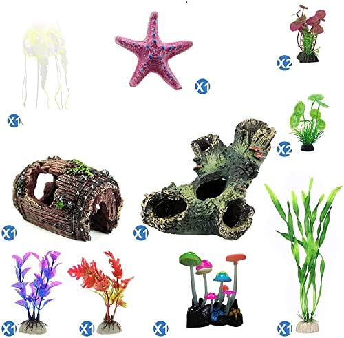 EKUEE 12 Pcs akvaryum Bitkileri Balık Tankı Süslemeleri Yapay Su Bitkileri Gerçekçi Plastik Akvaryum Bitkileri Aksesuarları
