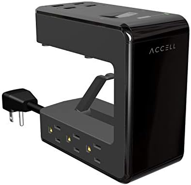 Accell Power U-Sıkma Dalgalanma Koruyucusu, 6 AC çıkışlı ve 4 USB-A Şarj Bağlantı Noktalı, UL Sertifikalı, Siyah (D080B-045B)