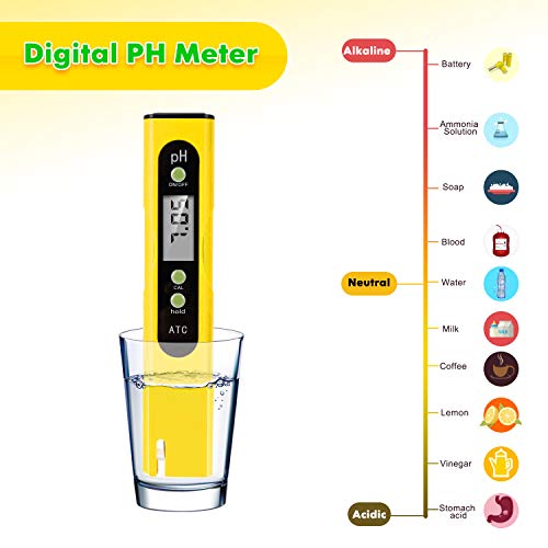 Dijital pH Test Cihazı-İçme Suyu Akvaryumu ve Hidroponik için Yüksek Hassasiyetli pH Ölçer