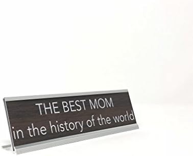 geçti!! Gravür Dünya Tarihinin En İyi Anne Tabela Tarzı Masa Işareti (Gümüş, Kahverengi)
