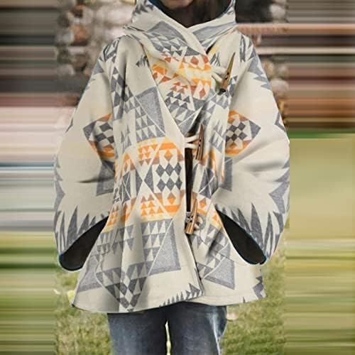 Nihewoo Womens Yellowstone Vintage Yün Ceket Pençe Düğmesi Kapüşonlu Panço Palto Sıcak Dış Giyim