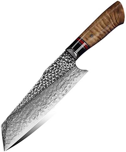 Mutfak bıçağı El Yapımı Santoku Bıçak Şam Çelik Burl Kolu Bunka Bıçaklar Japon Tarzı Tanto şef bıçağı ile Kılıf Mutfak Aracı