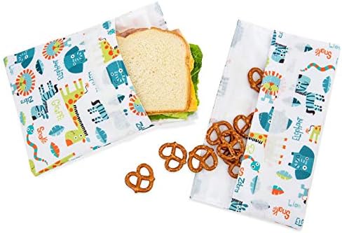 Çocuklar için Mavi Ele BE06 Yeniden Kullanılabilir Sandviç ve Atıştırmalık Torbaları, Renkli Desen